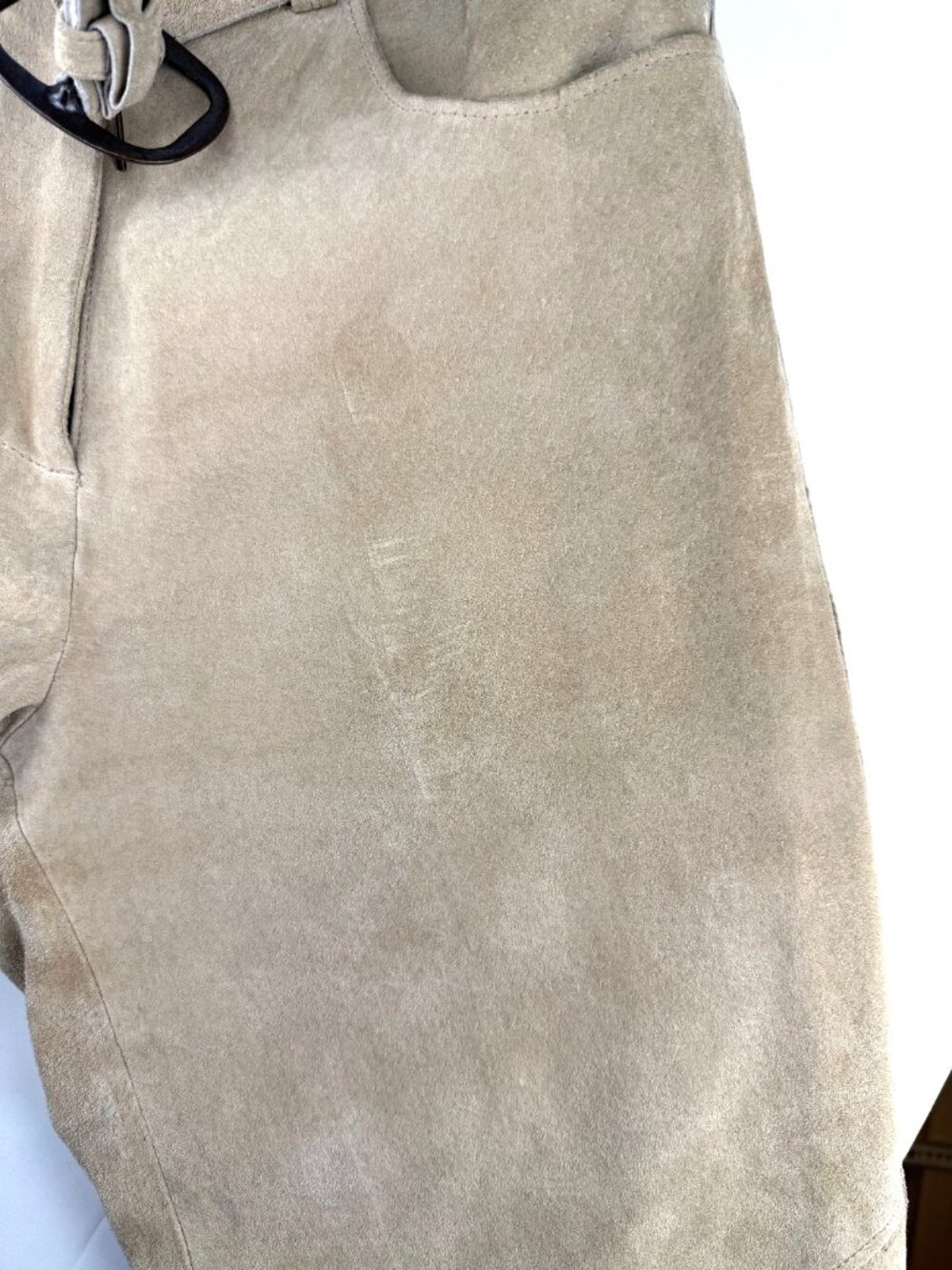 Vintage SAINT-GERMAIN-DES-PRÉS Genuine Leather Suede Beige Pants 7/8 Waist 28.5 - Picture 4 of 7